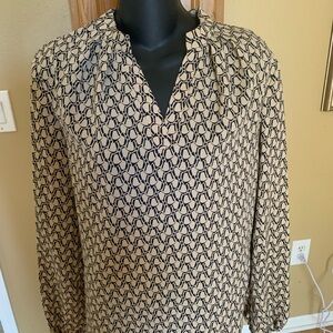 Elegant Black and Tan Patterned Women's Top